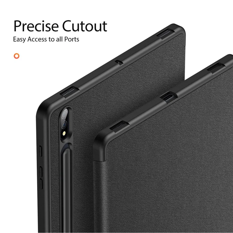DUX DUCIS Domo Series para Samsung Galaxy Tab S9+ Capa para Tablet Caso de Couro PU Tri-Fold Stand Folio - Preto