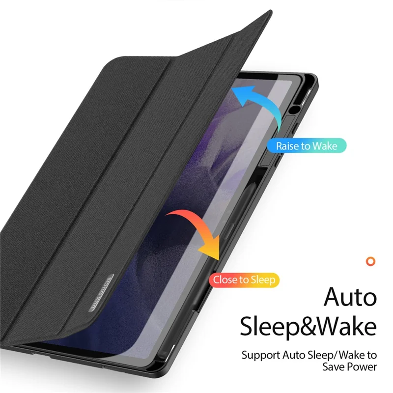 DUX DUCIS Domo Series para Samsung Galaxy Tab S9+ Capa para Tablet Caso de Couro PU Tri-Fold Stand Folio - Preto