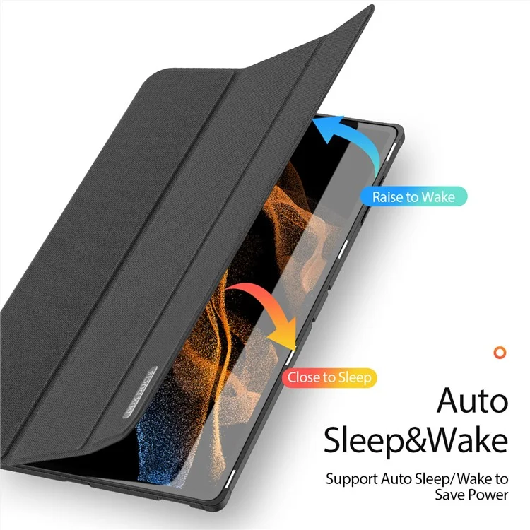 DUX DUCIS Domo Series для Samsung Galaxy Tab S9 Ultra Tri-Fold Tablet Case PU Кожаный Стенд Folio Cover - Черный