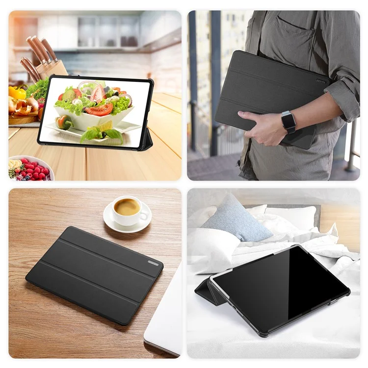 DUX DUCIS Domo Series для Samsung Galaxy Tab S9 Ultra Tri-Fold Tablet Case PU Кожаный Стенд Folio Cover - Черный