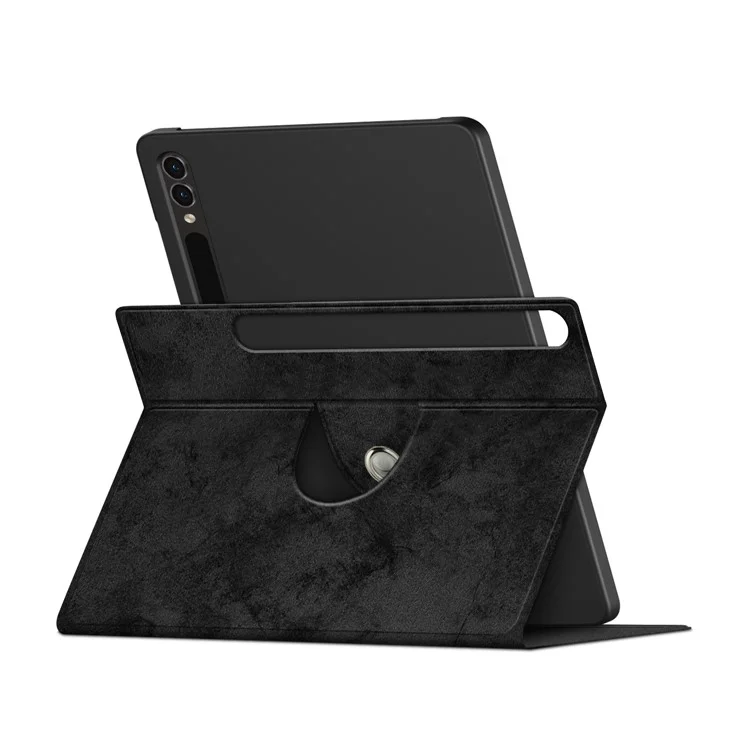 Étui pour tablette pour Samsung Galaxy Tab S10+ Wi-Fi SM-X820 SM-X826B / Tab S9+ SM-X810 (Wi-Fi), SM-X816B (5G Global), SM-X818U (5G US) Housse de protection rotative en cuir - Noir