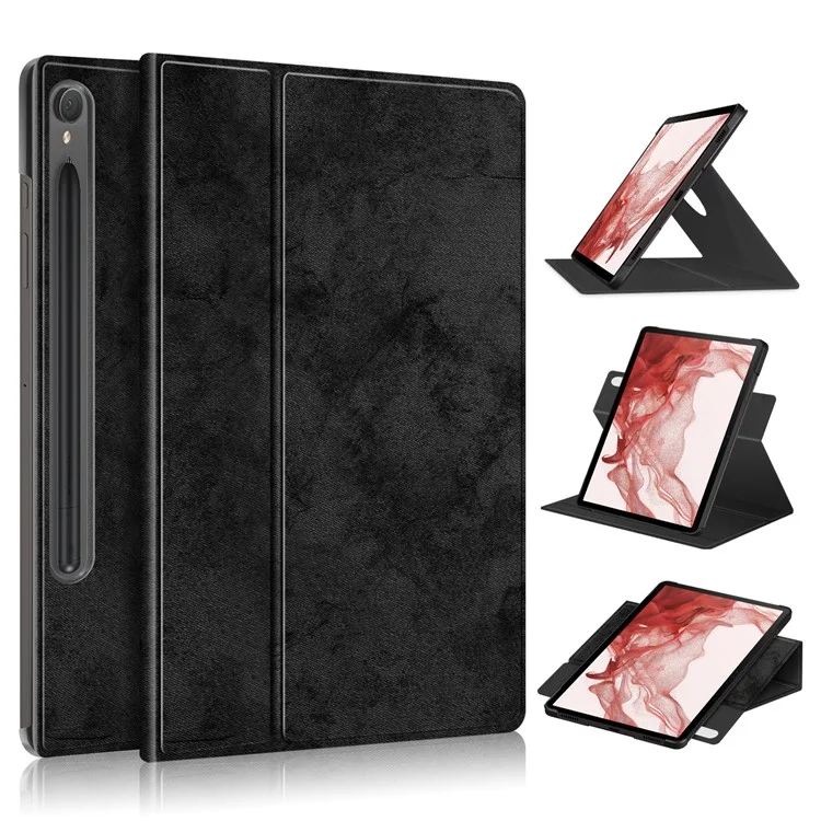 Capa Protetora Giratória para Samsung Galaxy Tab S9 SM-X710, SM-X716B, SM-X718U Capa Inteligente de Tablet em Couro PU - Preta