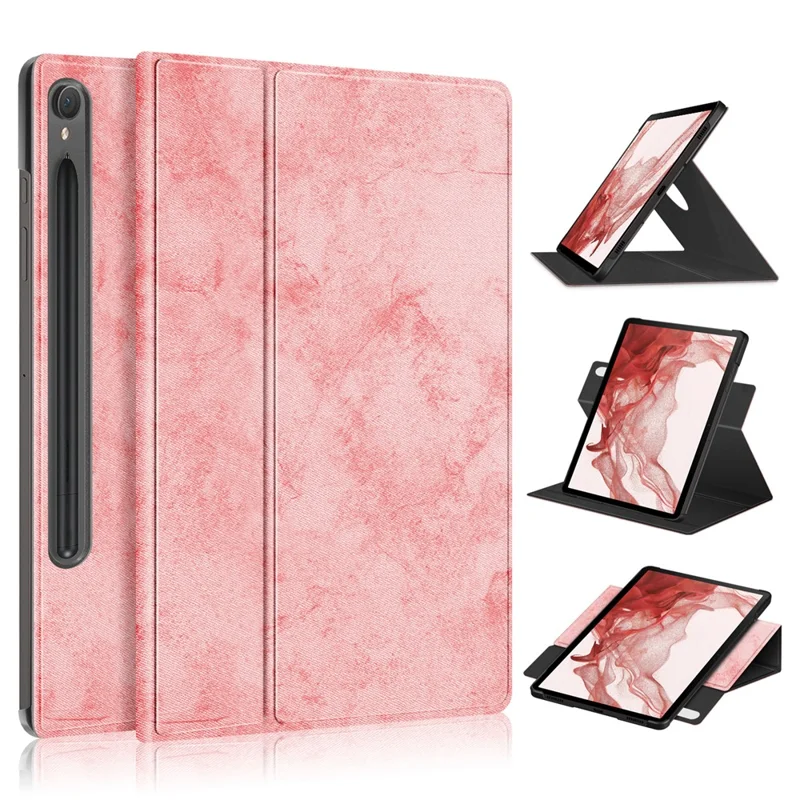 Funda Giratoria para Samsung Galaxy Tab S9 SM-X710, SM-X716B, SM-X718U Cuero PU Carcasa Táctil Inteligente para Tableta - Rosa