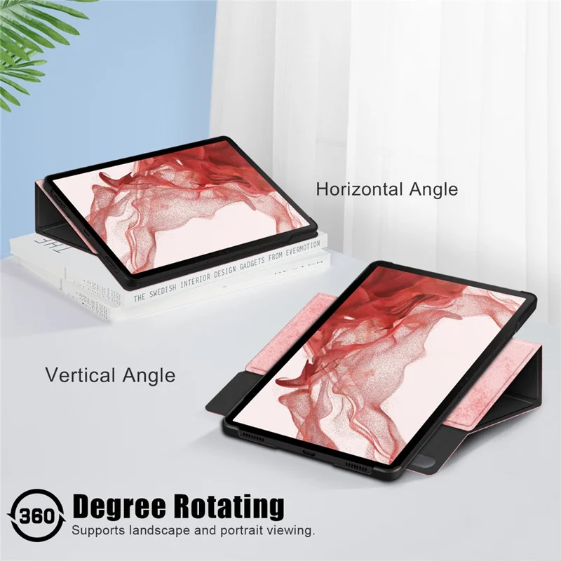 Funda Giratoria para Samsung Galaxy Tab S9 SM-X710, SM-X716B, SM-X718U Cuero PU Carcasa Táctil Inteligente para Tableta - Rosa