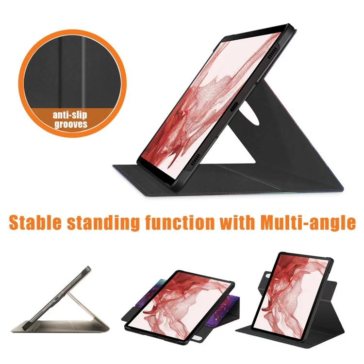 Étui pivotant pour tablette Samsung Galaxy Tab S10+ Wi-Fi SM-X820 SM-X826B / Tab S9+ SM-X810 (Wi-Fi), SM-X816B (5G mondial), SM-X818U (5G US) Impression de motif en cuir PU Support - Galaxy