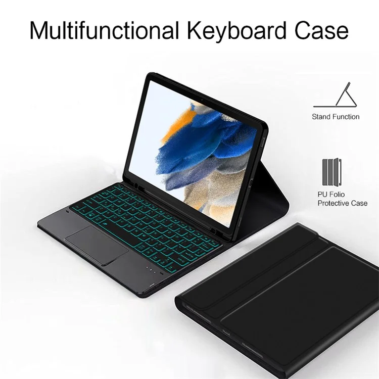 Para Samsung Galaxy Tab A8 10.5 (2021) Retroiluminada Touchpad Teclado Bluetooth con Ranura para Lápiz Funda de Cuero para Tablet