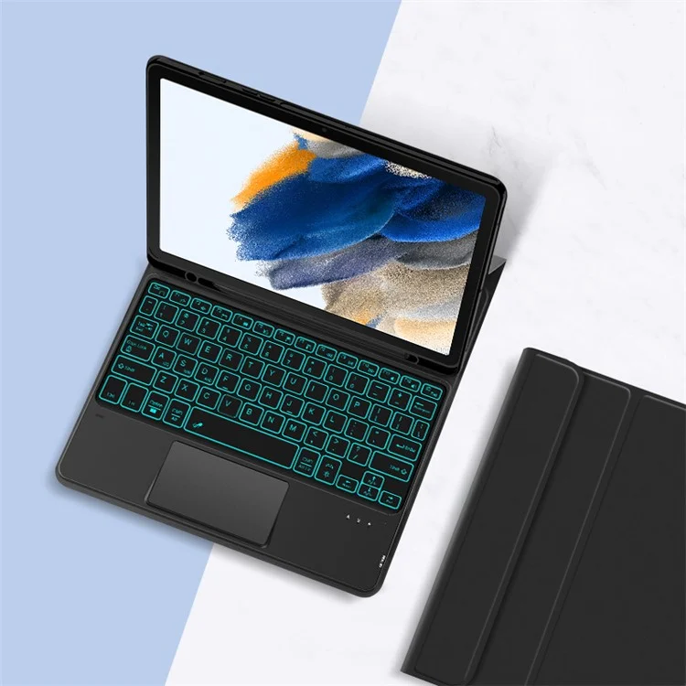 Para Samsung Galaxy Tab A8 10.5 (2021) Retroiluminada Touchpad Teclado Bluetooth con Ranura para Lápiz Funda de Cuero para Tablet