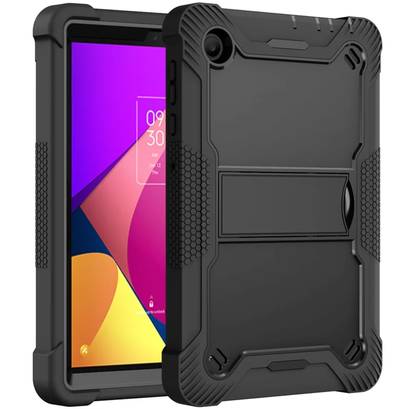 Kickstand Case for TCL Tab 8 LE 9137W / 9132W , Silicone + PC Drop-proof Tablet Cover - Black