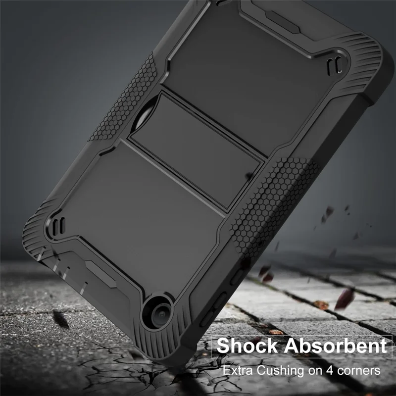 Kickstand Case for TCL Tab 8 LE 9137W / 9132W , Silicone + PC Drop-proof Tablet Cover - Black