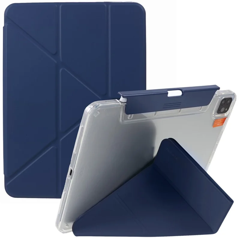 MUTURAL For iPad Pro 11 (2020) / (2021) / (2022) Tablet Case PU Leather Origami Stand Cover with Detachable Pencil Holder - Dark Blue