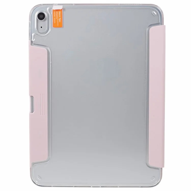 MUTURAL For iPad (2025) / 10.9 (2022) PU Leather Tablet Case Origami Stand Folio Cover with Detachable Pencil Holder - Pink