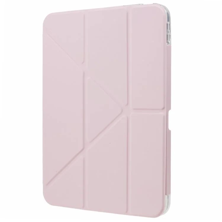 MUTURAL For iPad (2025) / 10.9 (2022) PU Leather Tablet Case Origami Stand Folio Cover with Detachable Pencil Holder - Pink