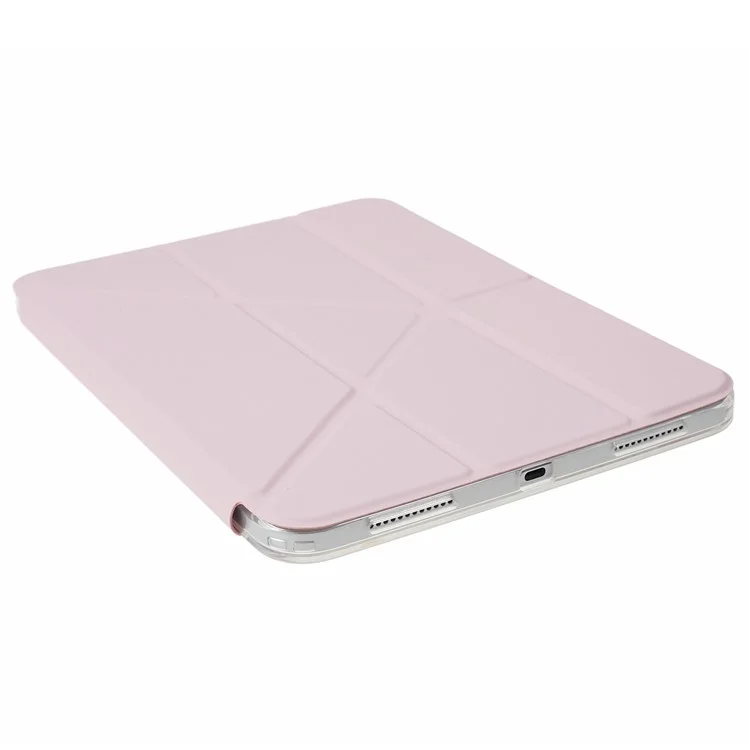 MUTURAL For iPad (2025) / 10.9 (2022) PU Leather Tablet Case Origami Stand Folio Cover with Detachable Pencil Holder - Pink