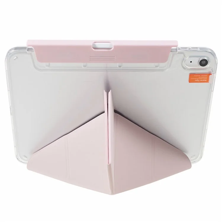 MUTURAL For iPad (2025) / 10.9 (2022) PU Leather Tablet Case Origami Stand Folio Cover with Detachable Pencil Holder - Pink