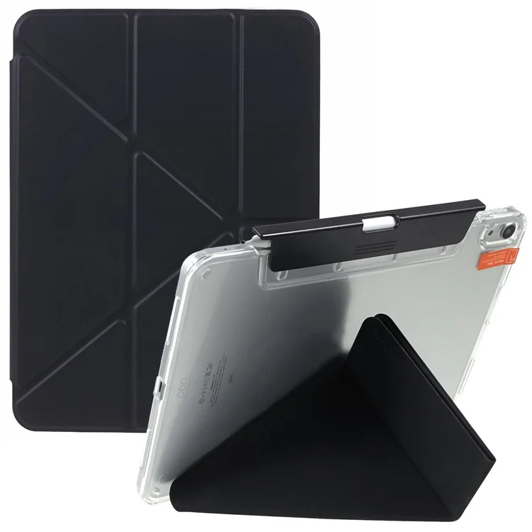 MUTURAL Origami Stand Case para iPad Air (2020) / (2022), Capa Protetora de Tablet de Couro PU com Suporte Destacável para Lápis - Preto