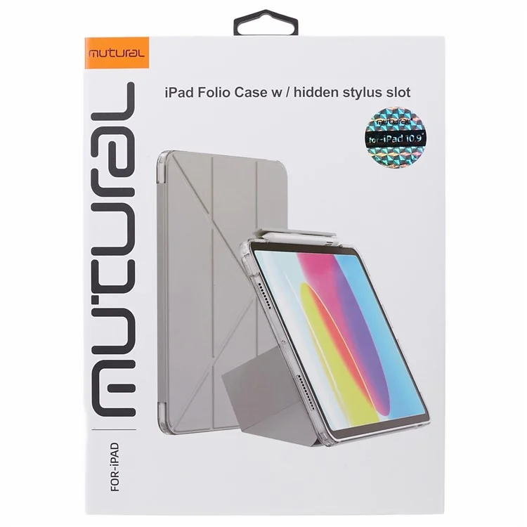 MUTURAL Origami Stand Case para iPad Air (2020) / (2022), Capa Protetora de Tablet de Couro PU com Suporte Destacável para Lápis - Preto