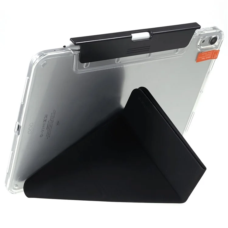 MUTURAL Origami Stand Case para iPad Air (2020) / (2022), Capa Protetora de Tablet de Couro PU com Suporte Destacável para Lápis - Preto