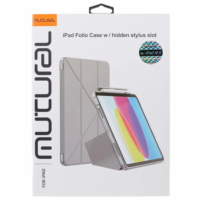 MUTURAL Tablet Case for iPad 10.2 (2021) / (2020) / (2019) , PU Leather Transparent Back Origami Stand Cover with Detachable Pencil Holder - Dark Blue