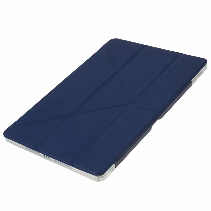 MUTURAL Tablet Case for iPad 10.2 (2021) / (2020) / (2019) , PU Leather Transparent Back Origami Stand Cover with Detachable Pencil Holder - Dark Blue