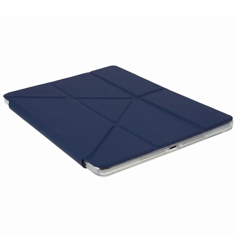 MUTURAL Tablet Case for iPad 10.2 (2021) / (2020) / (2019) , PU Leather Transparent Back Origami Stand Cover with Detachable Pencil Holder - Dark Blue