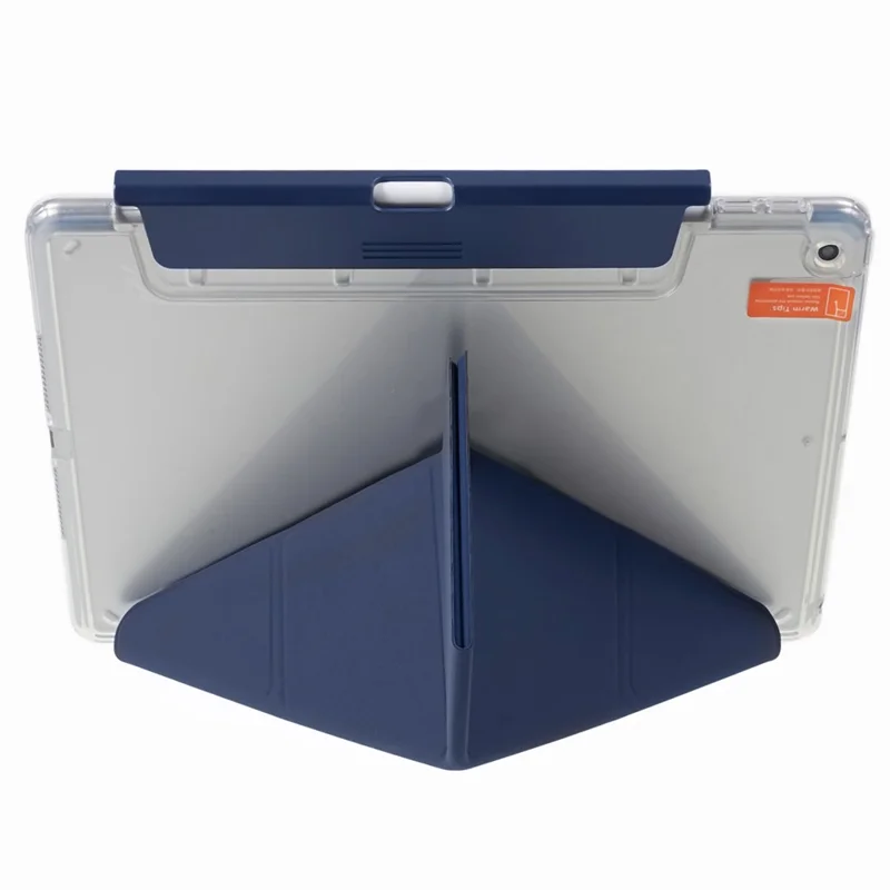 MUTURAL Tablet Case for iPad 10.2 (2021) / (2020) / (2019) , PU Leather Transparent Back Origami Stand Cover with Detachable Pencil Holder - Dark Blue