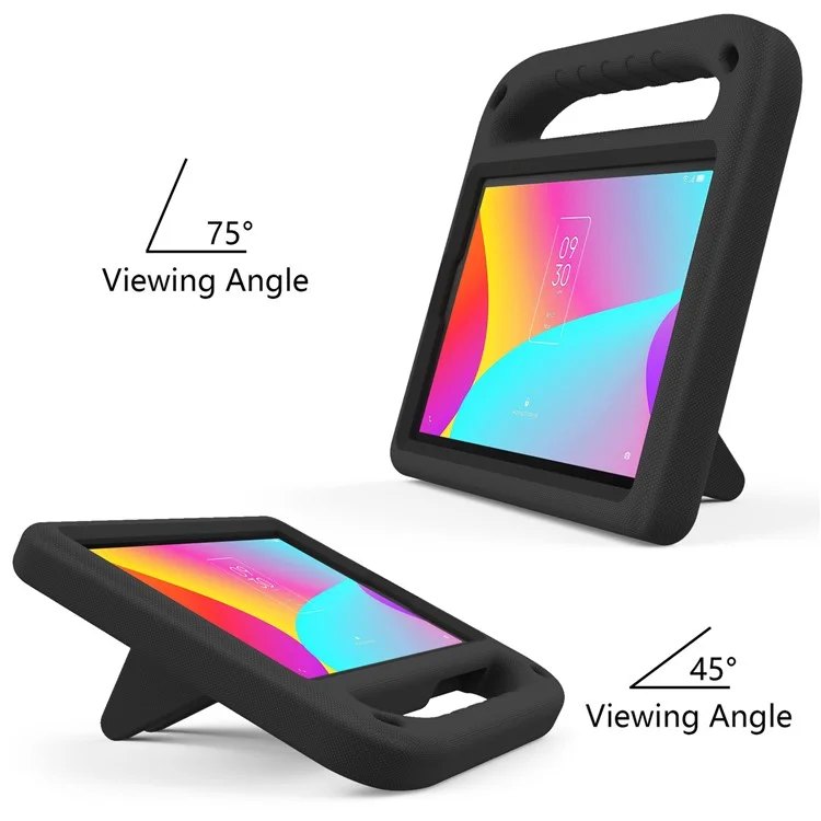 For TCL Tab 8 LE Kickstand Tablet Case Drop-proof EVA Tablet Cover with Portable Hand Grip - Black