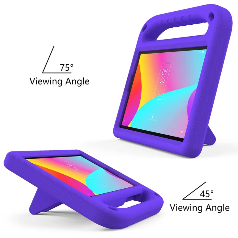 For TCL Tab 8 LE Kickstand Tablet Case Drop-proof EVA Tablet Cover with Portable Hand Grip - Purple