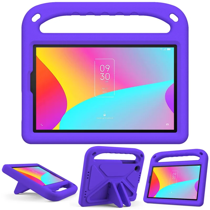 For TCL Tab 8 LE Kickstand Tablet Case Drop-proof EVA Tablet Cover with Portable Hand Grip - Purple