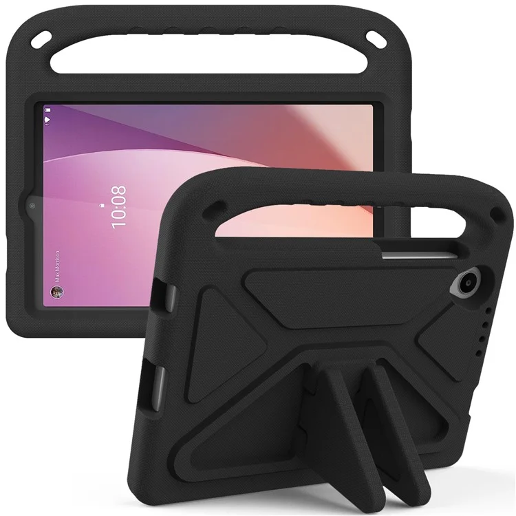 Para Lenovo Tab M8 (4ª Geração) 2024 TB-301XU / M8 (4ª Geração) 2023 TB-300FU Hand Grip EVA Tablet Case Foldable Kickstand Tablet Cover - Preto