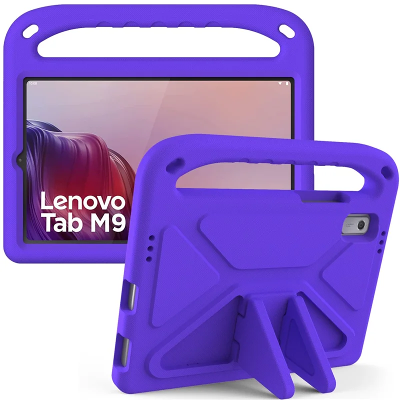 For Lenovo Tab M9 TB-310FU Kickstand Tablet Case Hand Grip EVA Shockproof Cover - Purple