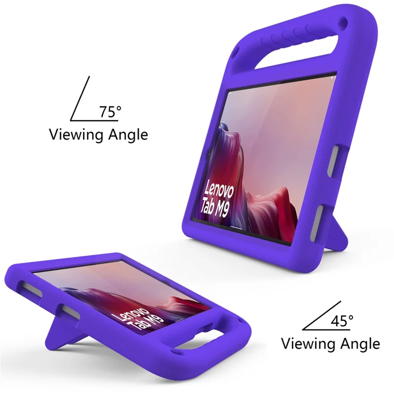 For Lenovo Tab M9 TB-310FU Kickstand Tablet Case Hand Grip EVA Shockproof Cover - Purple