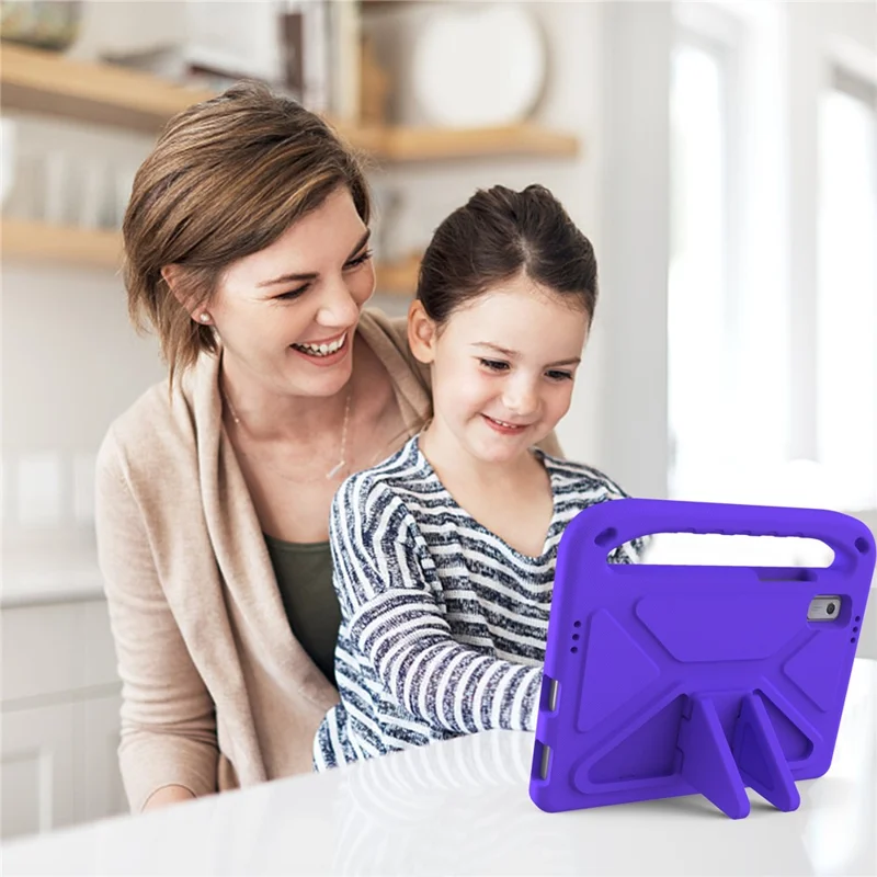 For Lenovo Tab M9 TB-310FU Kickstand Tablet Case Hand Grip EVA Shockproof Cover - Purple