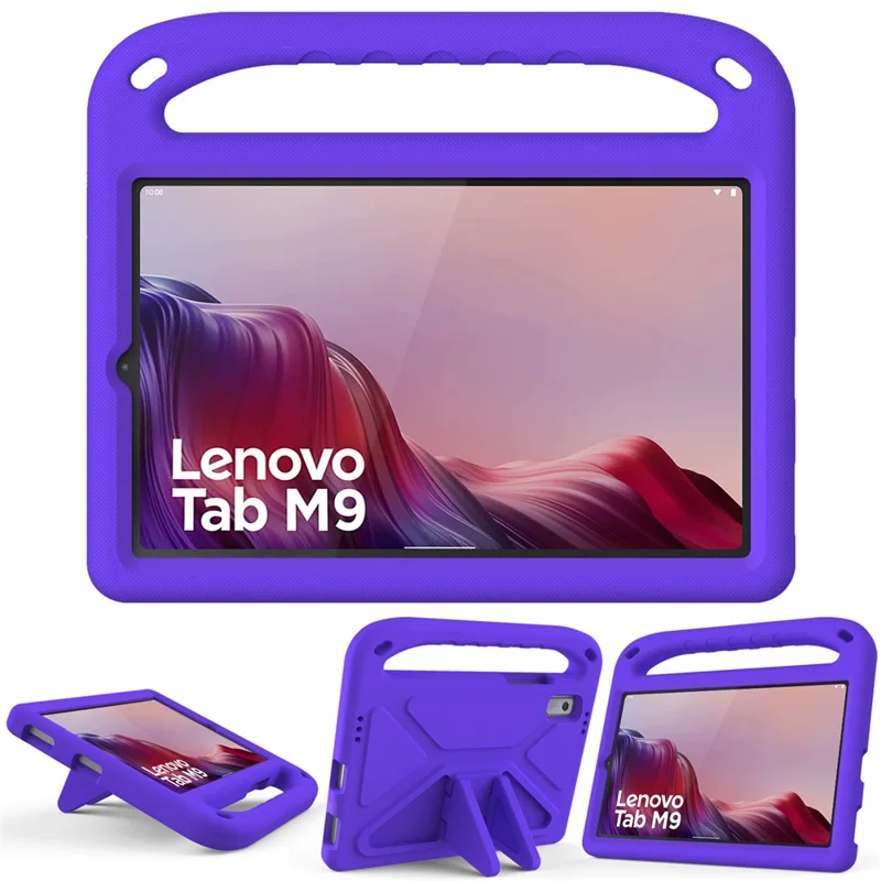 For Lenovo Tab M9 TB-310FU Kickstand Tablet Case Hand Grip EVA Shockproof Cover - Purple