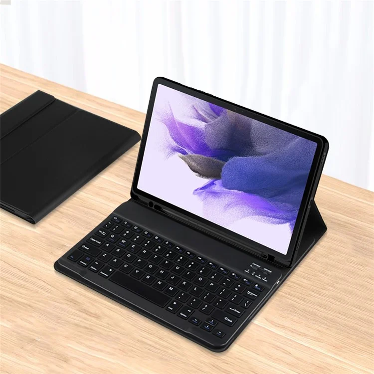 For Samsung Galaxy Tab S10+ / S9+  / S8+ / S7+ / S7 FE Leather Stand Tablet Case with Detachable Magnetic Wireless Keyboard (Without Touchpad)