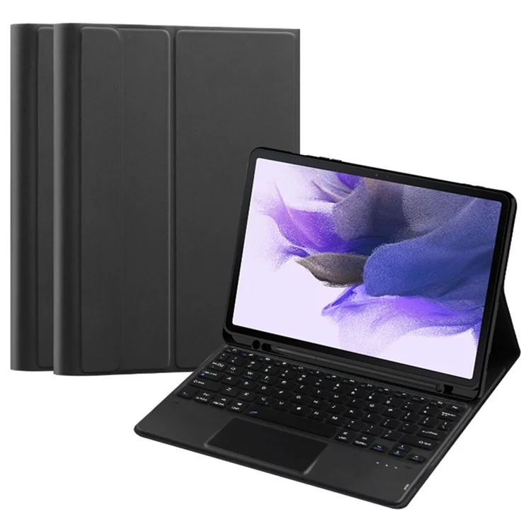 Stand Ledertasche für Samsung Galaxy Tab S8+ / S7 FE T730 T736 / S7+ T970 T975, abnehmbares Keyboard mit Stifthalter und Touchpad