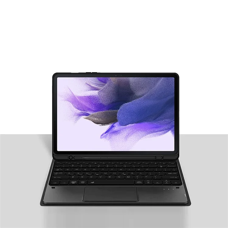 Stand Ledertasche für Samsung Galaxy Tab S8+ / S7 FE T730 T736 / S7+ T970 T975, abnehmbares Keyboard mit Stifthalter und Touchpad