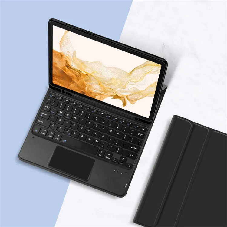 Para Samsung Galaxy Tab S8+ / S7+ Capa de Tablet de Suporte de Couro com Teclado Wireless Magnético Destacável (Sem Touchpad)