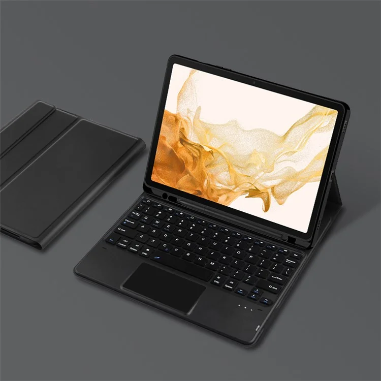 Para Samsung Galaxy Tab S8+ / S7+ Capa de Tablet de Suporte de Couro com Teclado Wireless Magnético Destacável (Sem Touchpad)