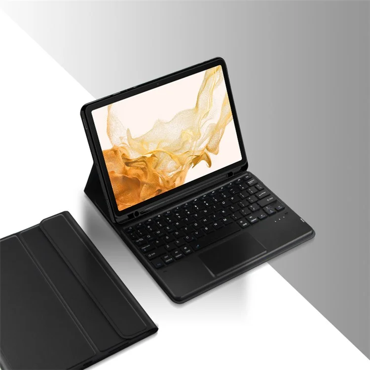 Para Samsung Galaxy Tab S8+ / S7+ Capa de Tablet de Suporte de Couro com Teclado Wireless Magnético Destacável (Sem Touchpad)
