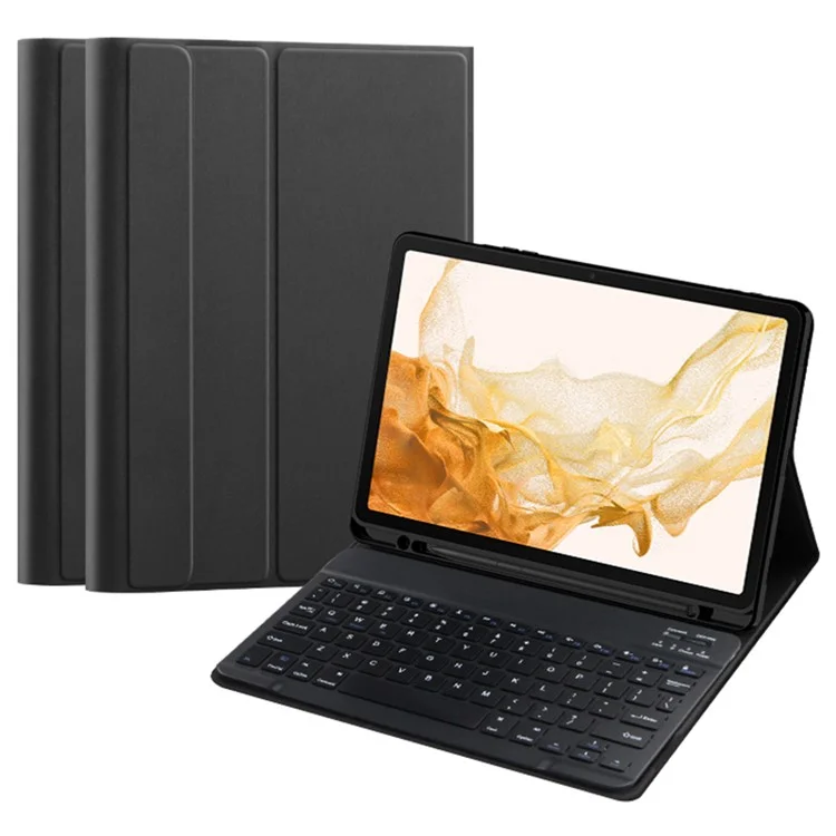 For Samsung Galaxy Tab S10+ / S9+  / S8+ / S7+ / S7 FE Leather Stand Tablet Case with Detachable Magnetic Wireless Keyboard (Without Touchpad)