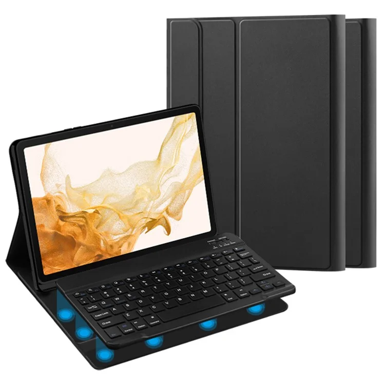 For Samsung Galaxy Tab S10+ / S9+  / S8+ / S7+ / S7 FE Leather Stand Tablet Case with Detachable Magnetic Wireless Keyboard (Without Touchpad)