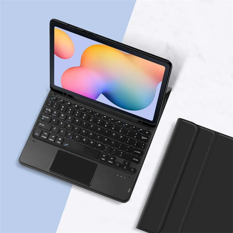For Samsung Galaxy Tab S6 Lite (2024) / S6 Lite (2022) / S6 Lite (2020) PU Leather Stand Case BT Keyboard Built-in Touchpad and Pen Slot