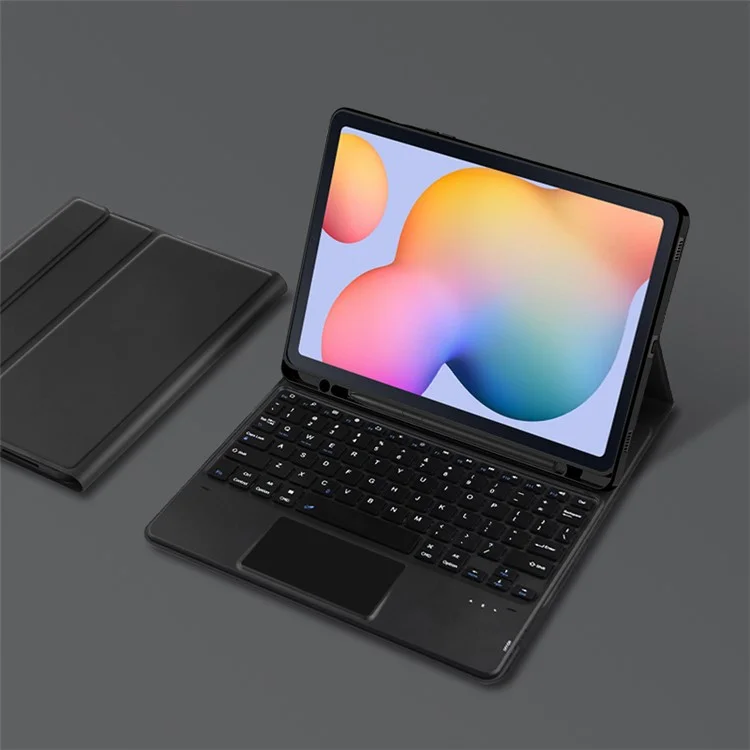 For Samsung Galaxy Tab S6 Lite (2024) / S6 Lite (2022) / S6 Lite (2020) PU Leather Stand Case BT Keyboard Built-in Touchpad and Pen Slot