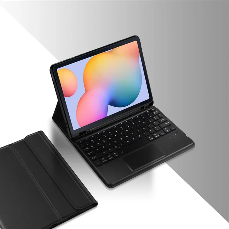 For Samsung Galaxy Tab S6 Lite (2024) / S6 Lite (2022) / S6 Lite (2020) PU Leather Stand Case BT Keyboard Built-in Touchpad and Pen Slot