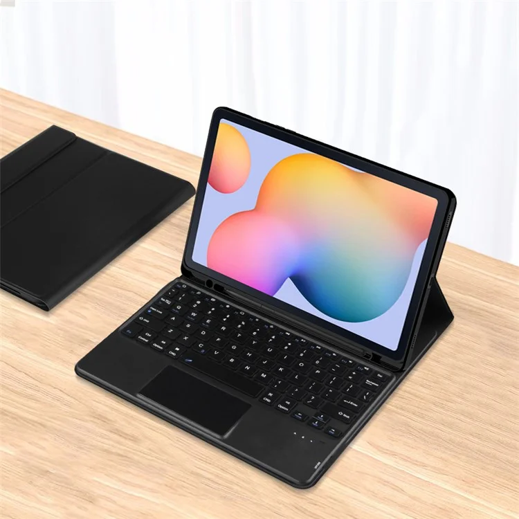 For Samsung Galaxy Tab S6 Lite (2024) / S6 Lite (2022) / S6 Lite (2020) PU Leather Stand Case BT Keyboard Built-in Touchpad and Pen Slot