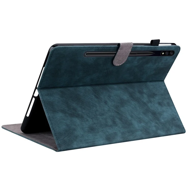 Para Samsung Galaxy Tab S10+ / S9+ Estuche de Tableta con Patrón Lindo de Tigre Estampado Funda de Cuero PU con Soporte para Tarjeta - Azul Oscuro