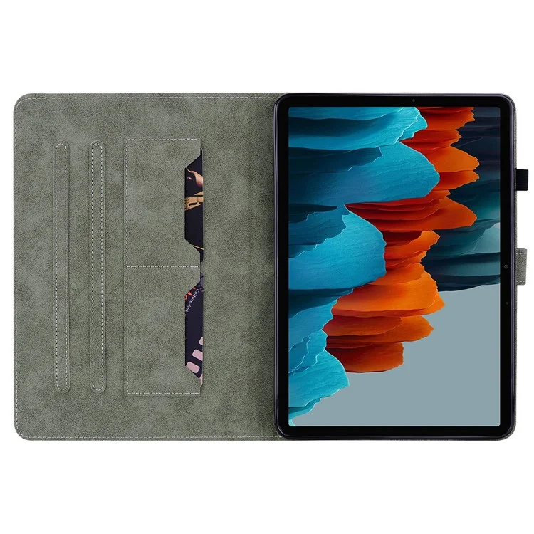 Para Samsung Galaxy Tab S10+ / S9+ Estuche de Tableta con Patrón Lindo de Tigre Estampado Funda de Cuero PU con Soporte para Tarjeta - Azul Oscuro