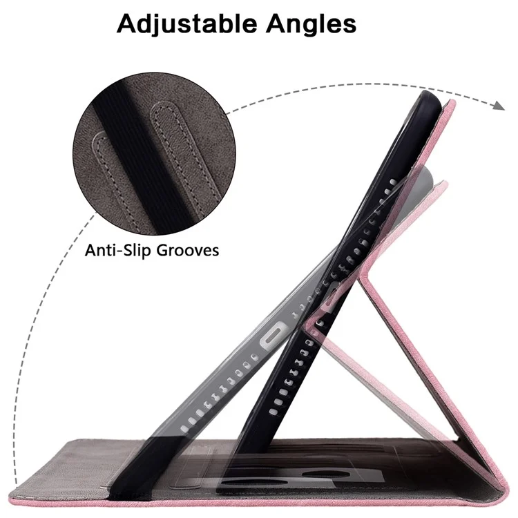Para Samsung Galaxy Tab S10 / S9 / S9 FE Capa Folio Stand em Couro PU com Cartões Impressos Titular Capa para Tablet - Rosa