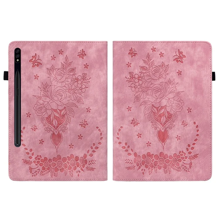 Para Samsung Galaxy Tab S10 / S9 / S9 FE Capa Folio Stand em Couro PU com Cartões Impressos Titular Capa para Tablet - Rosa