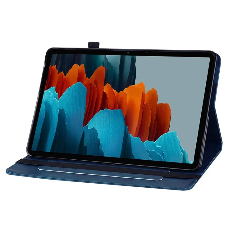 Para Samsung Galaxy Tab S10 / S9 PU Couro Flip Stand Shell Bolso de Zíper Slots de Cartão Carteira Caso Tablet - Azul Escuro